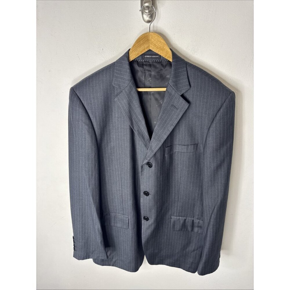Giorgio Armani Le Collezioni Blazer Gray Pinstripe Wool Italy Men’s 44 3 Button